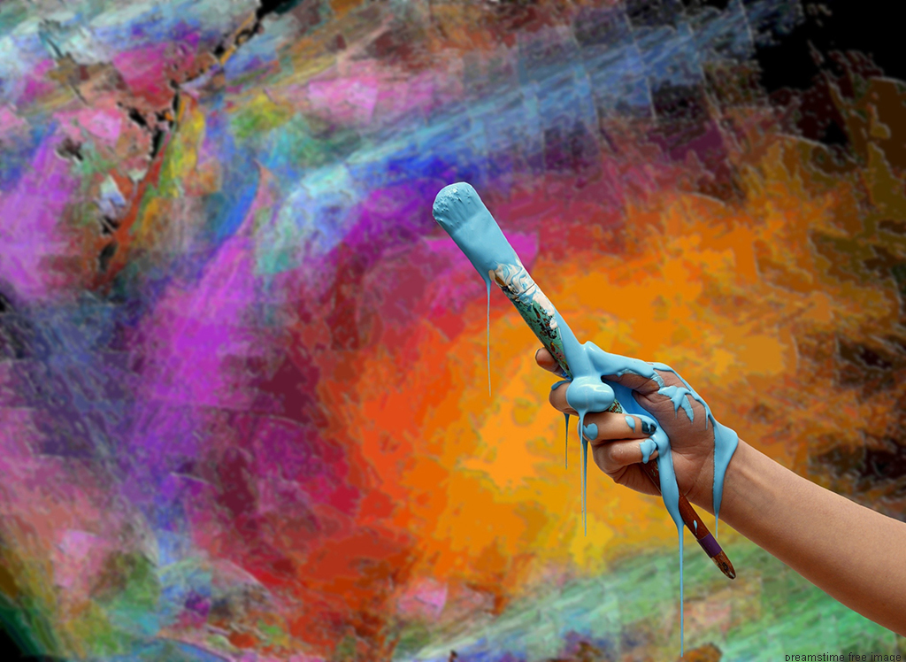 Art Therapy image of a hand with paint brush used in Art Healing Therapy